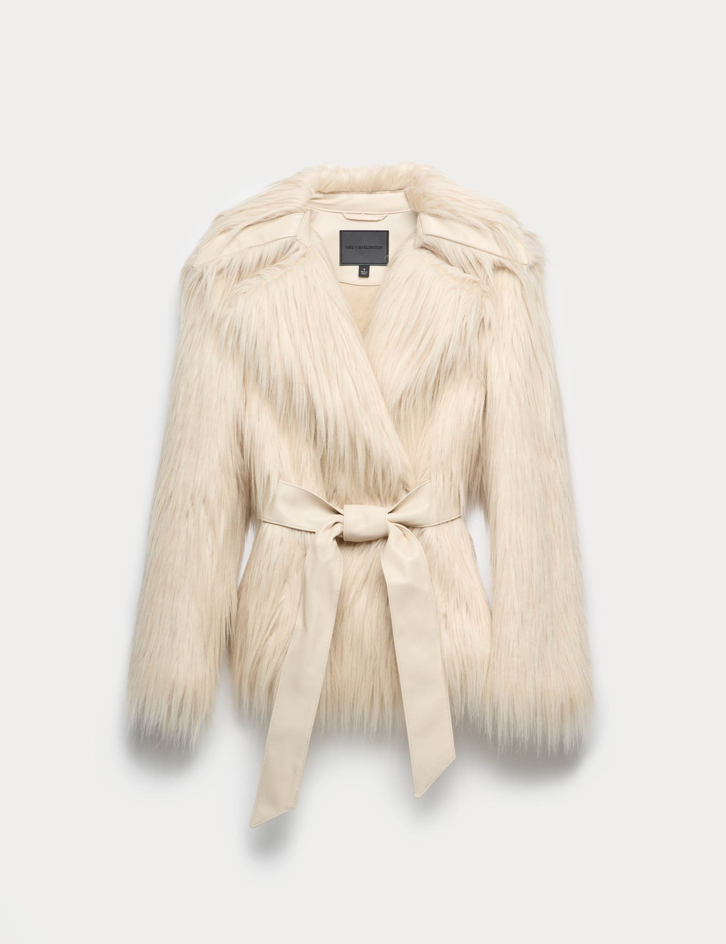 Faux Fur Belted Collared Relaxed Jacket