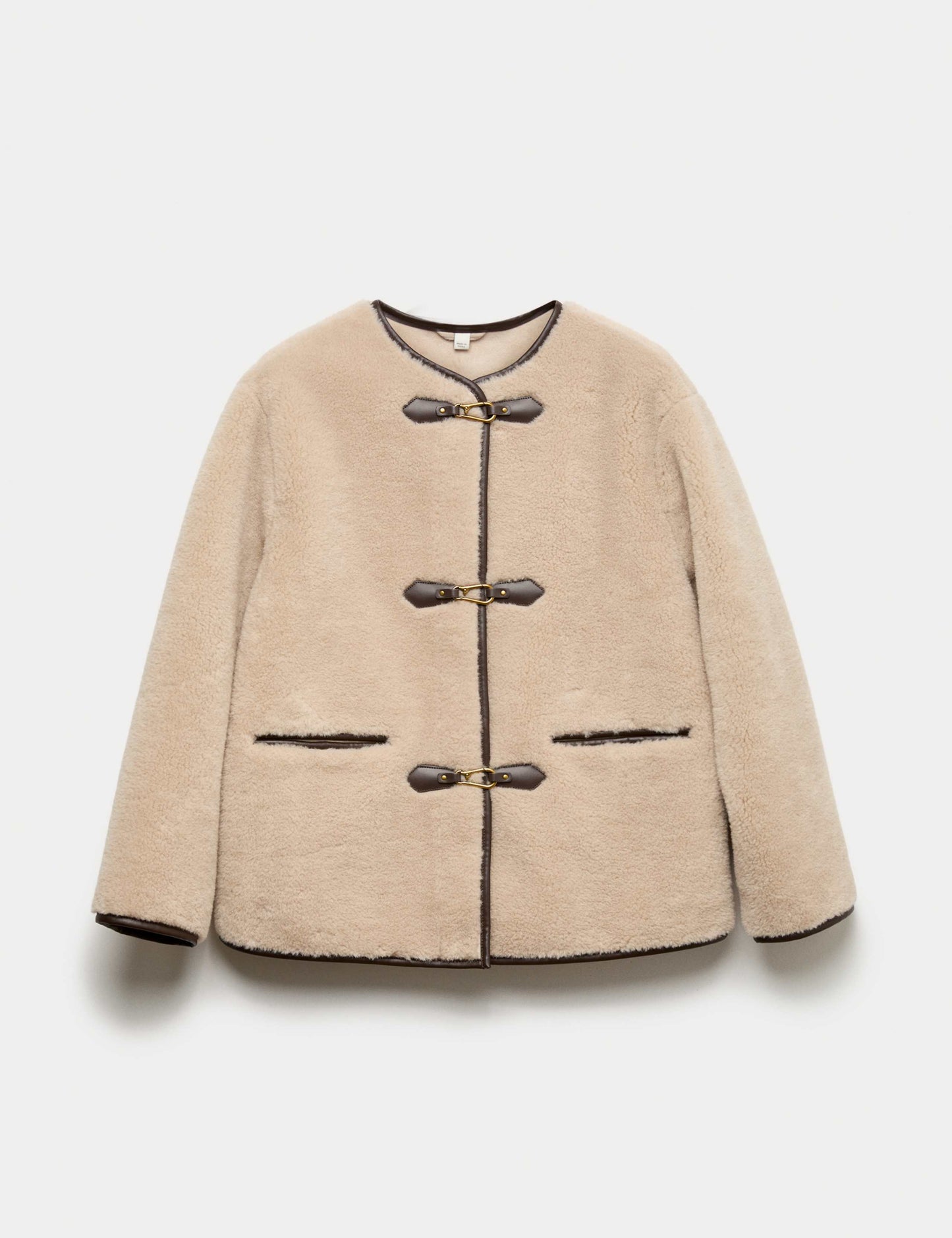 Faux Fur Buckle Trim Coat