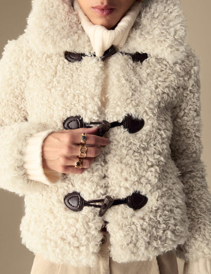 Faux Fur Collared Cropped Coat