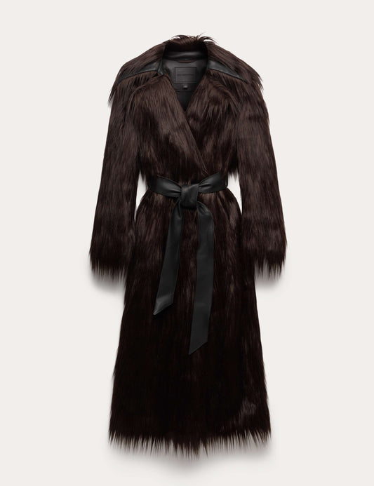 Faux Fur Collared Longline Trench Coat