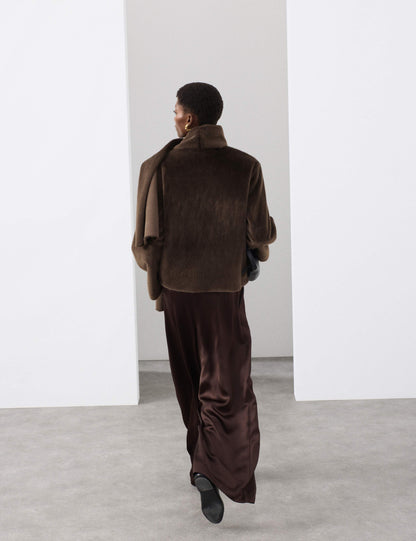 Faux Fur Detachable Scarf Coat