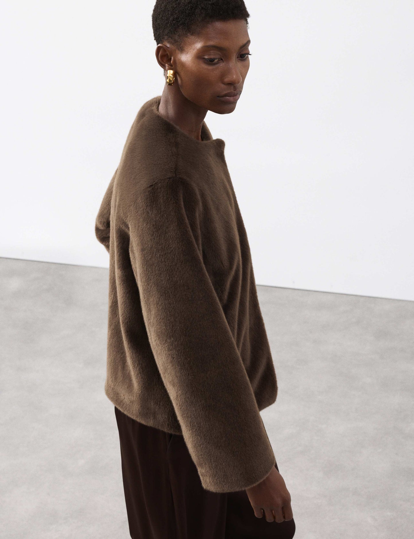 Faux Fur Detachable Scarf Coat