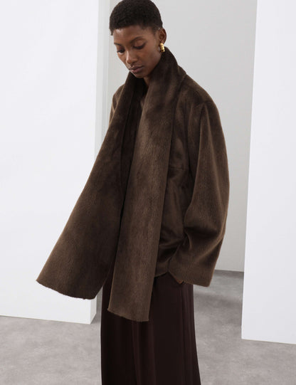 Faux Fur Detachable Scarf Coat