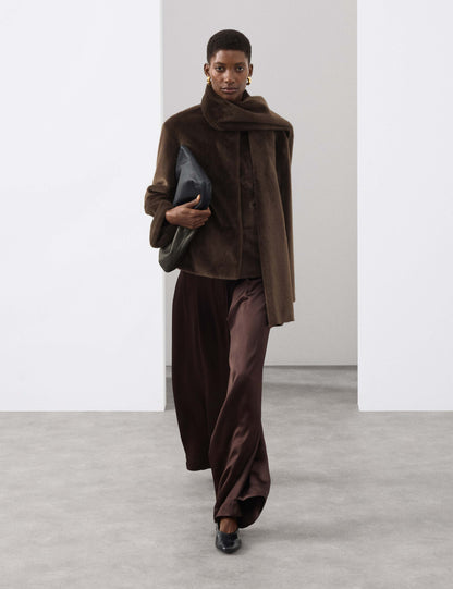 Faux Fur Detachable Scarf Coat