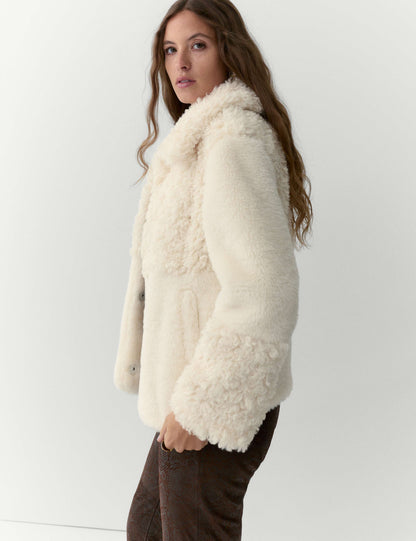 Faux Fur Panelled Coat
