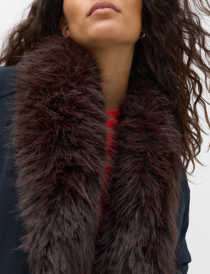 Faux Fur Scarf Flight Bomber Jacket