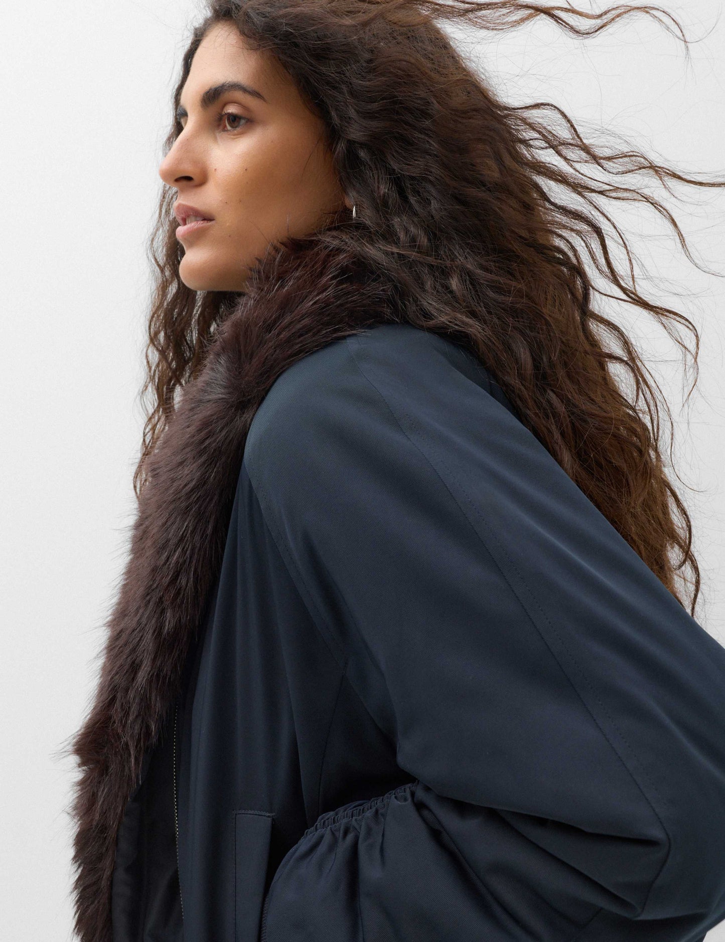 Faux Fur Scarf Flight Bomber Jacket