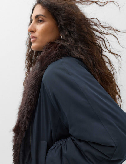 Faux Fur Scarf Flight Bomber Jacket
