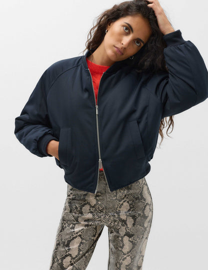 Faux Fur Scarf Flight Bomber Jacket