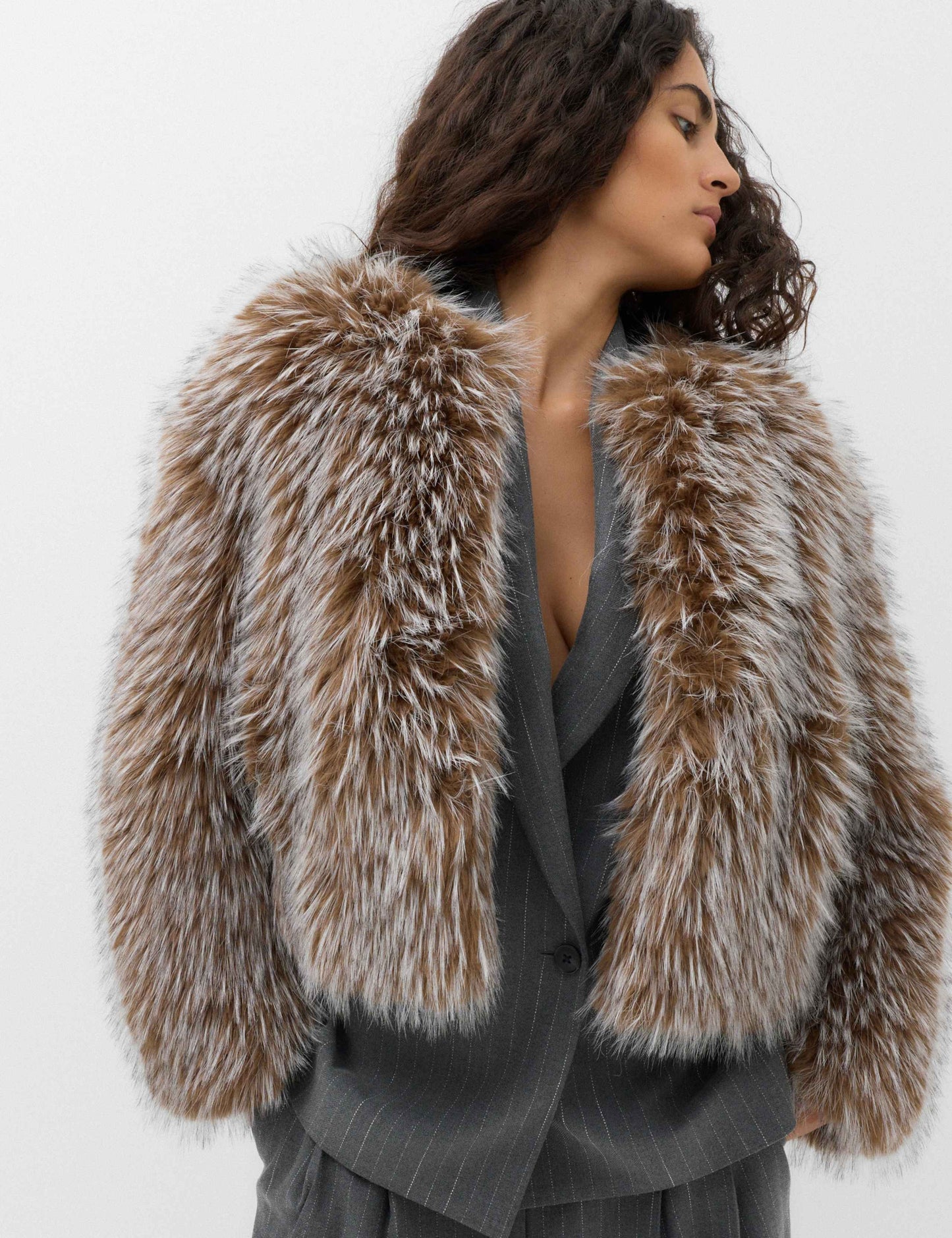 Faux Fur Tipped Short Jacket