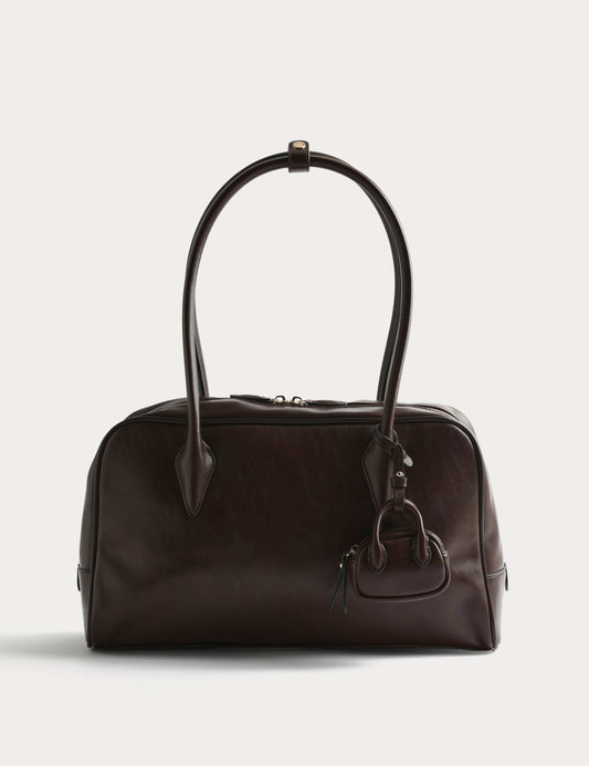 Faux Leather Bowler Bag