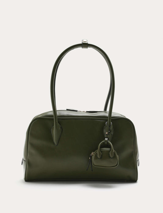 Faux Leather Bowler Bag