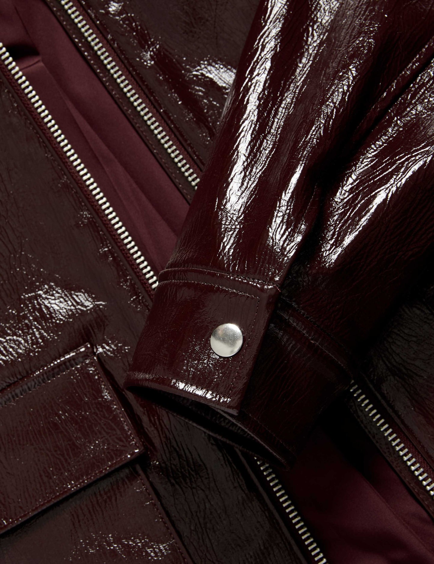 Faux Leather Lacquered Harrington Jacket