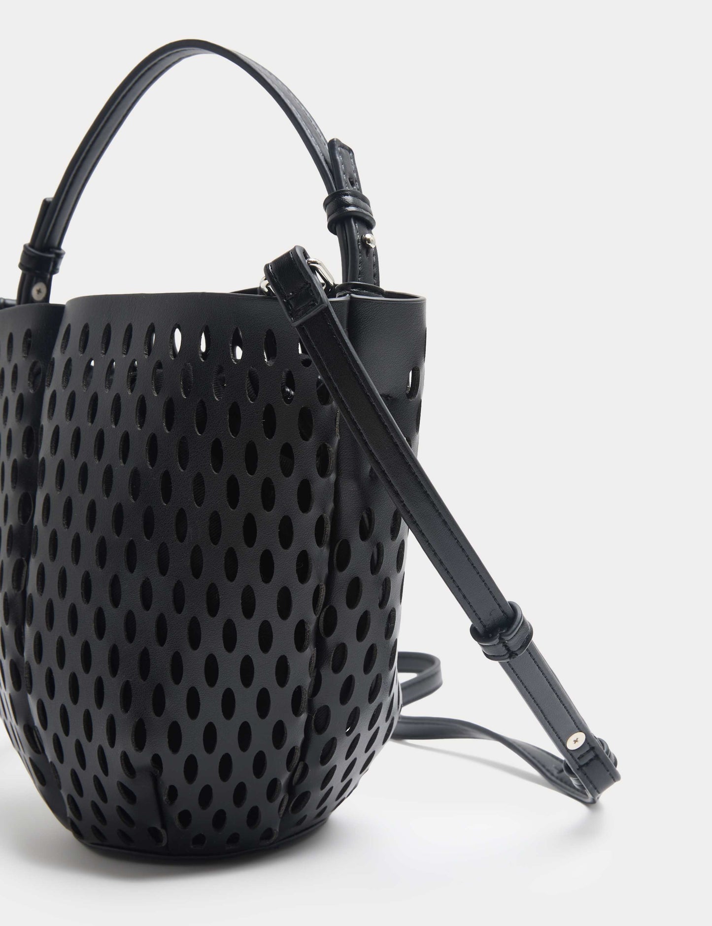Faux Leather Laser Cut Tulip Bucket Bag