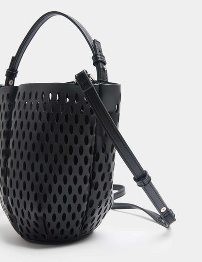 Faux Leather Laser Cut Tulip Bucket Bag