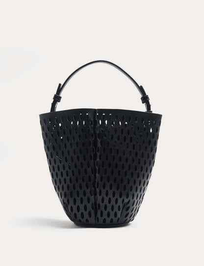 Faux Leather Laser Cut Tulip Bucket Bag