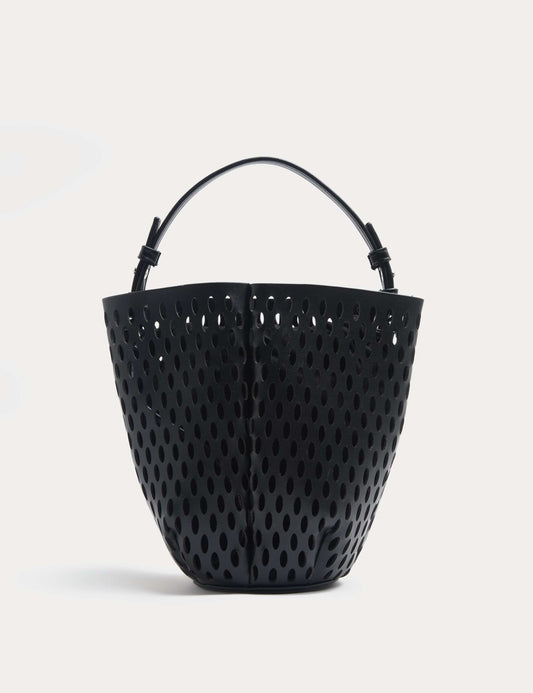 Faux Leather Laser Cut Tulip Bucket Bag