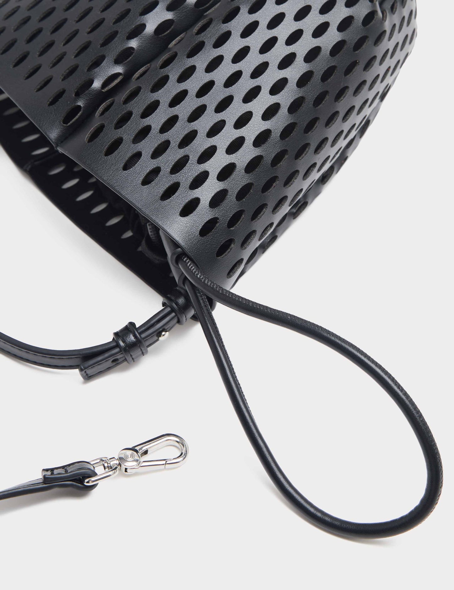 Faux Leather Laser Cut Tulip Bucket Bag