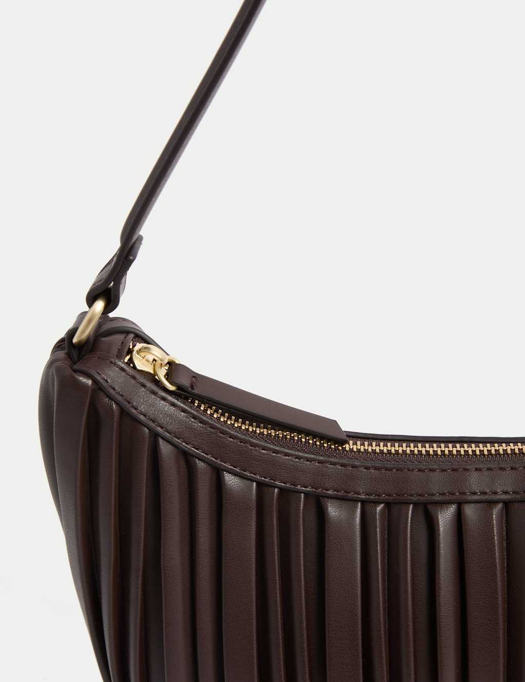 Faux Leather Pleated Shoulder Bag