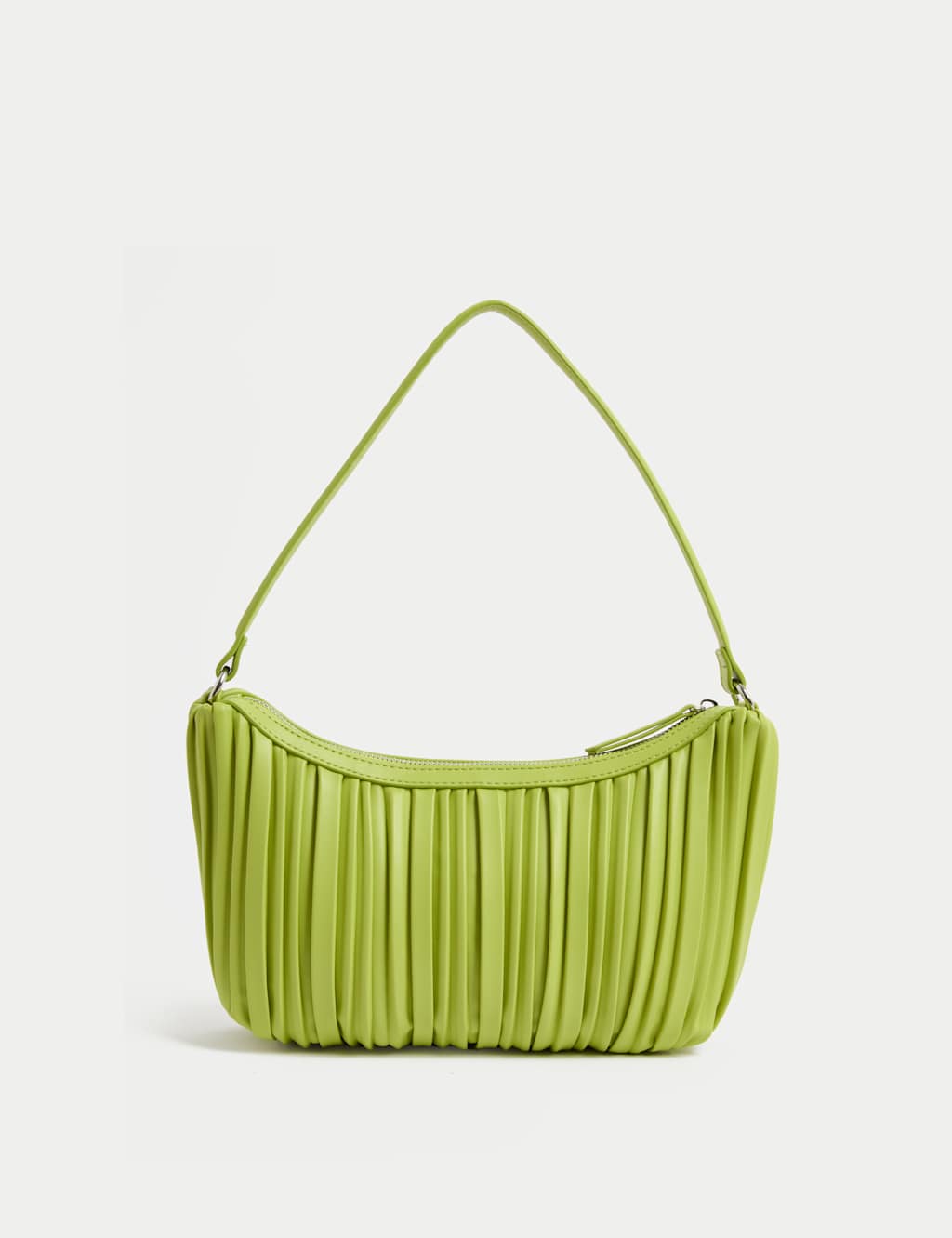 Faux Leather Pleated Shoulder Bag