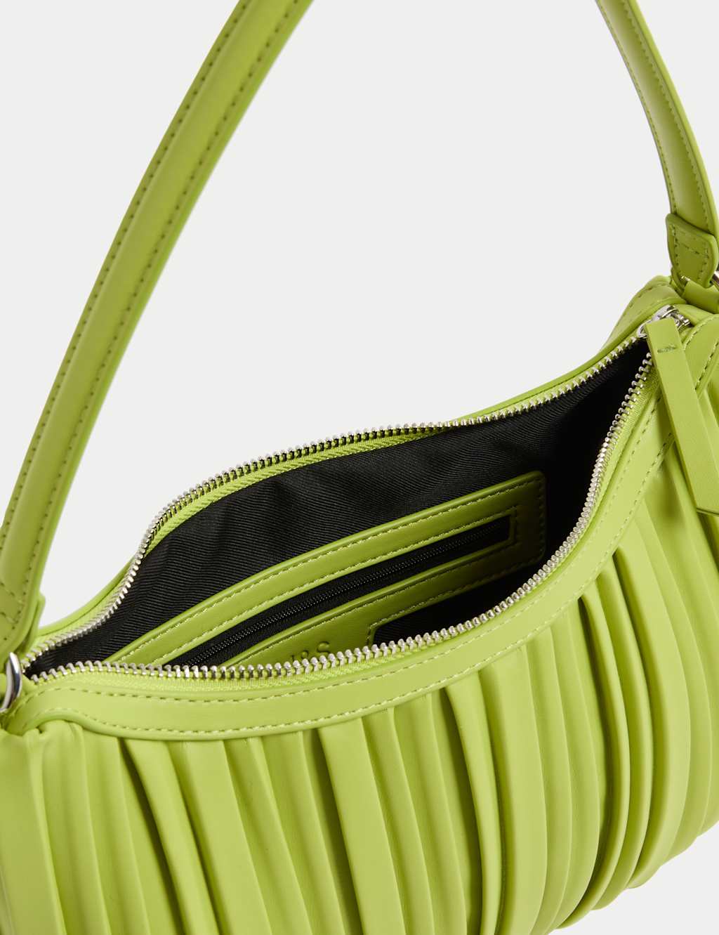 Faux Leather Pleated Shoulder Bag