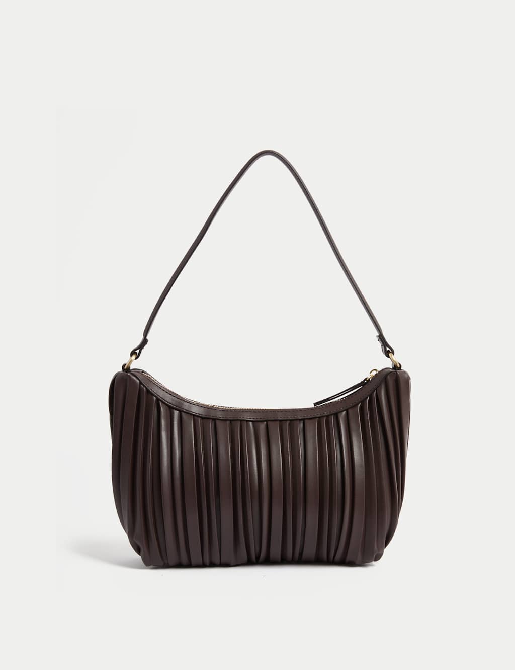 Faux Leather Pleated Shoulder Bag