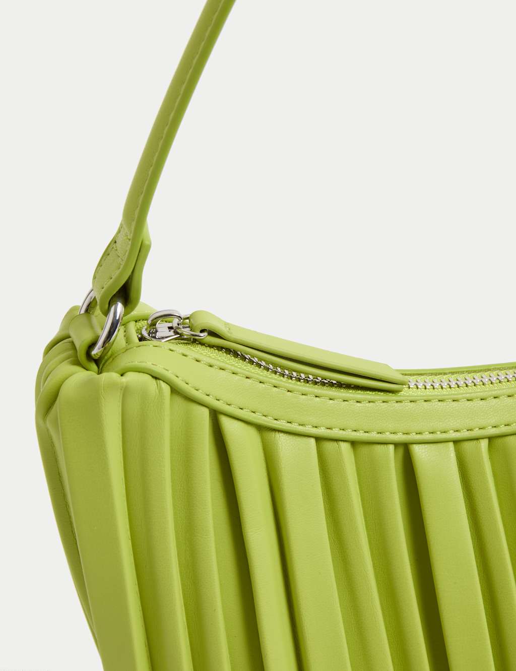 Faux Leather Pleated Shoulder Bag