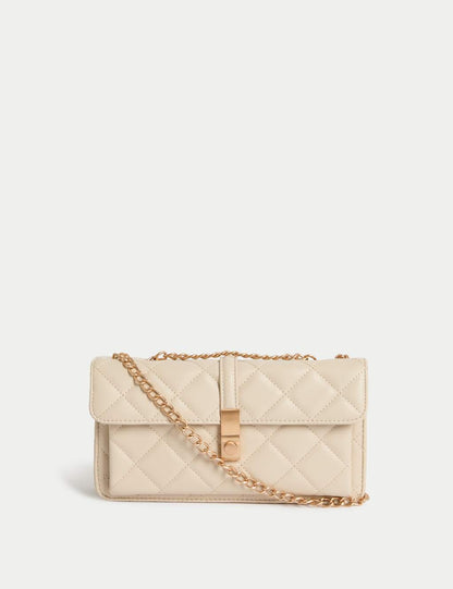 Faux Leather Quilted Cross Body Bag