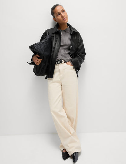 Faux Leather Relaxed Fit Jacket