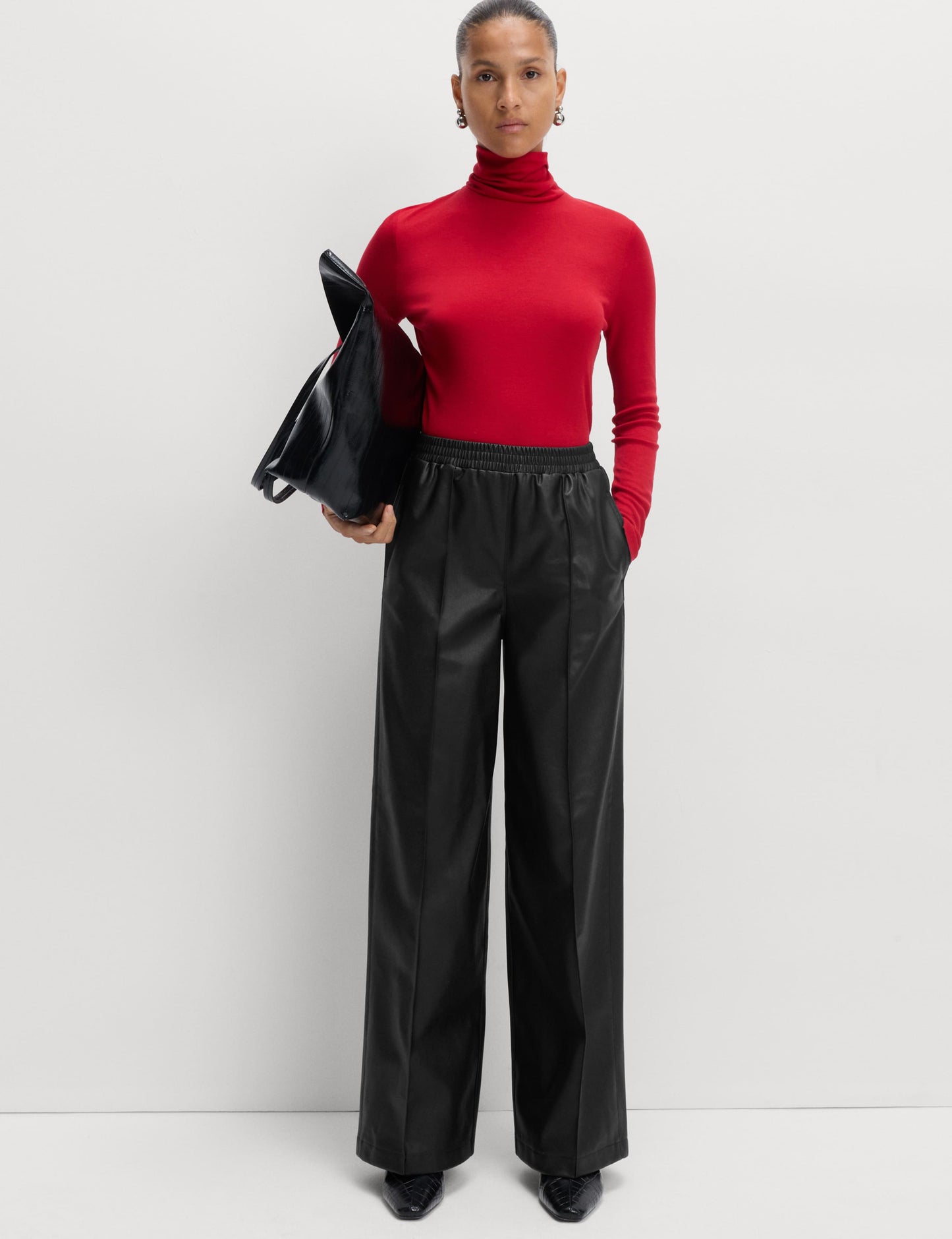 Faux Leather Wide Leg Trousers