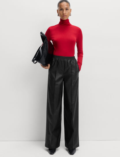 Faux Leather Wide Leg Trousers