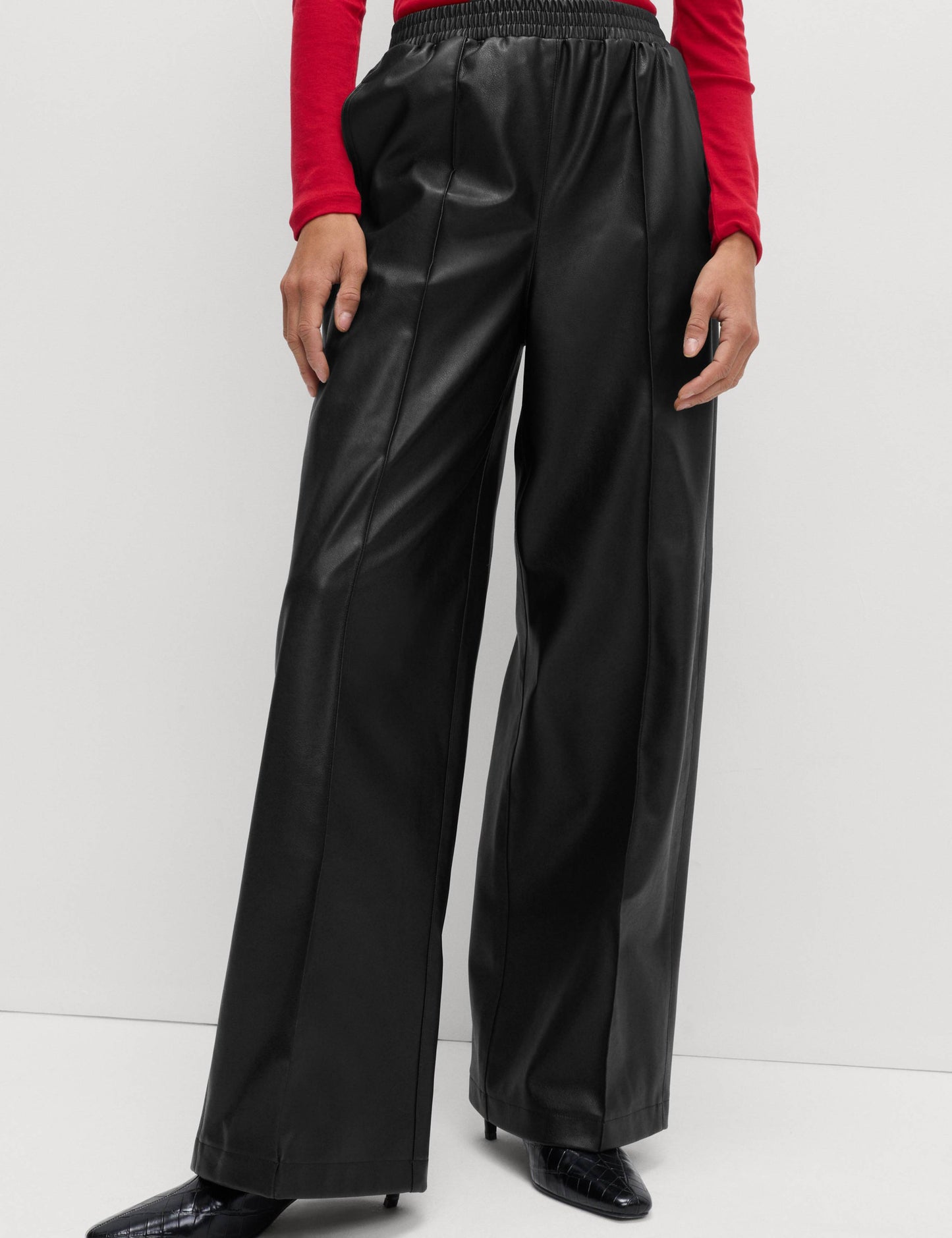 Faux Leather Wide Leg Trousers