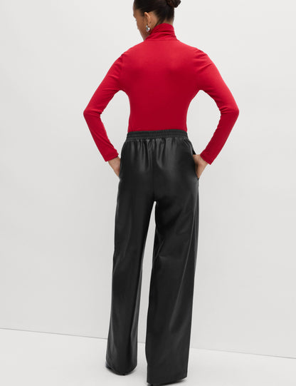 Faux Leather Wide Leg Trousers