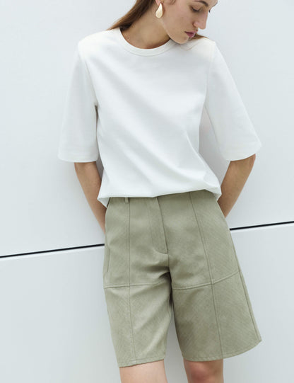 Faux Suede Weave Effect Longline Shorts