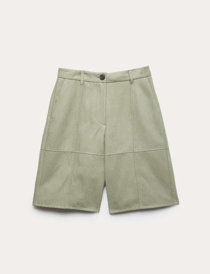 Faux Suede Weave Effect Longline Shorts