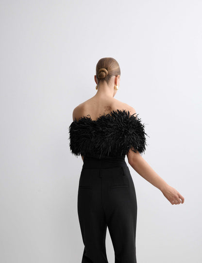 Feather Detail Off The Shoulder Top