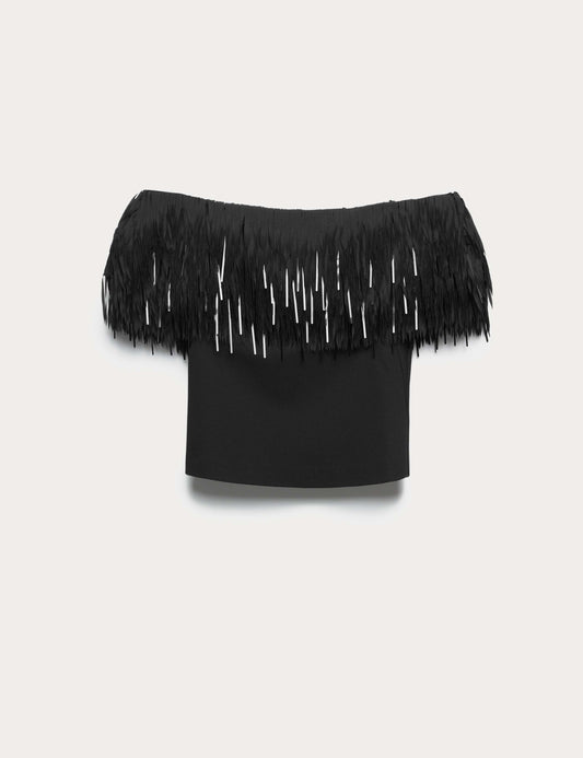 Feather Detail Off The Shoulder Top