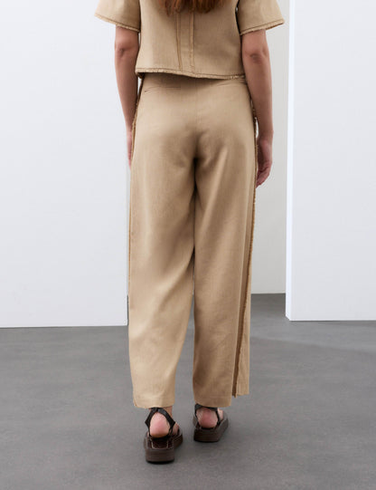 Flax Linen Blend Frayed Edge Trousers