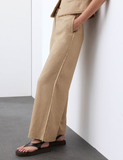 Flax Linen Blend Frayed Edge Trousers