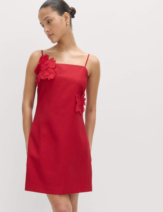 Floral Appliqué Mini Shift Dress