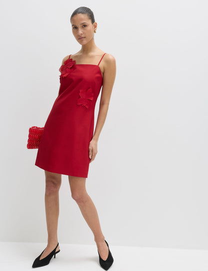 Floral Appliqué Mini Shift Dress