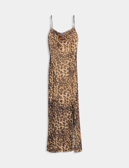 Floral Mesh Strappy Midi Bodycon Dress