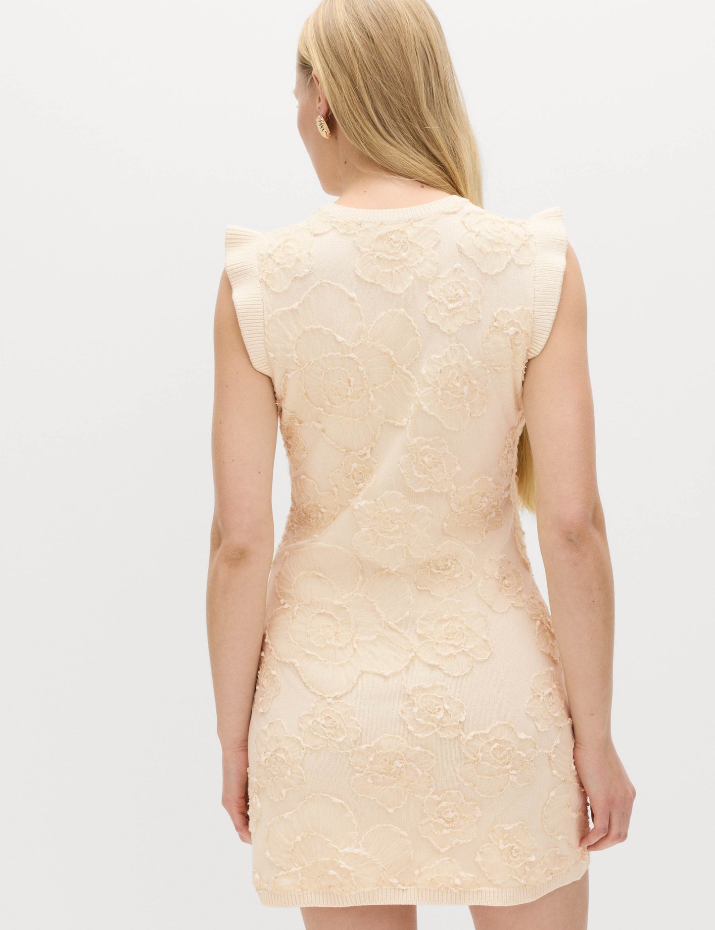 Floral Textured Knitted Mini Dress