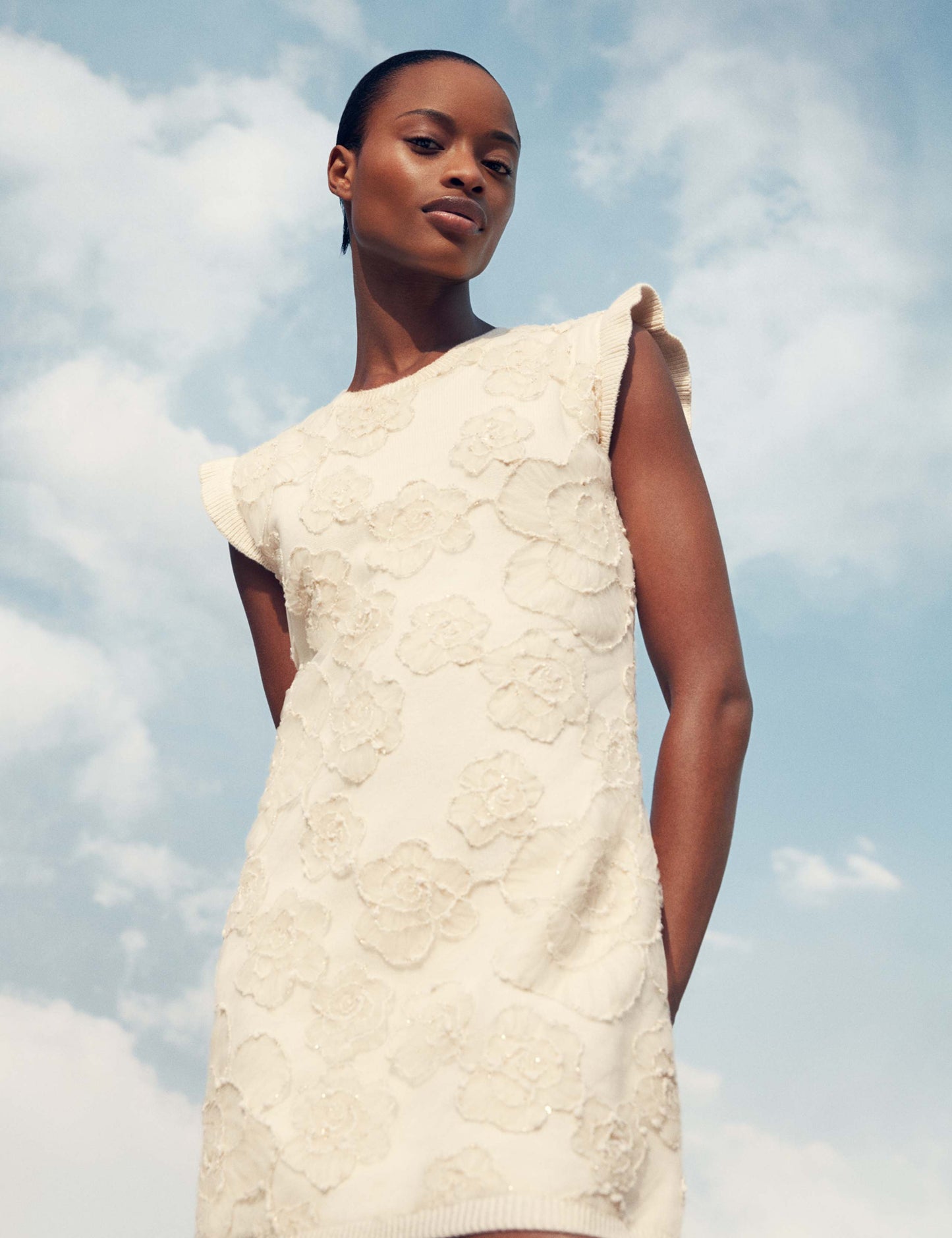 Floral Textured Knitted Mini Dress