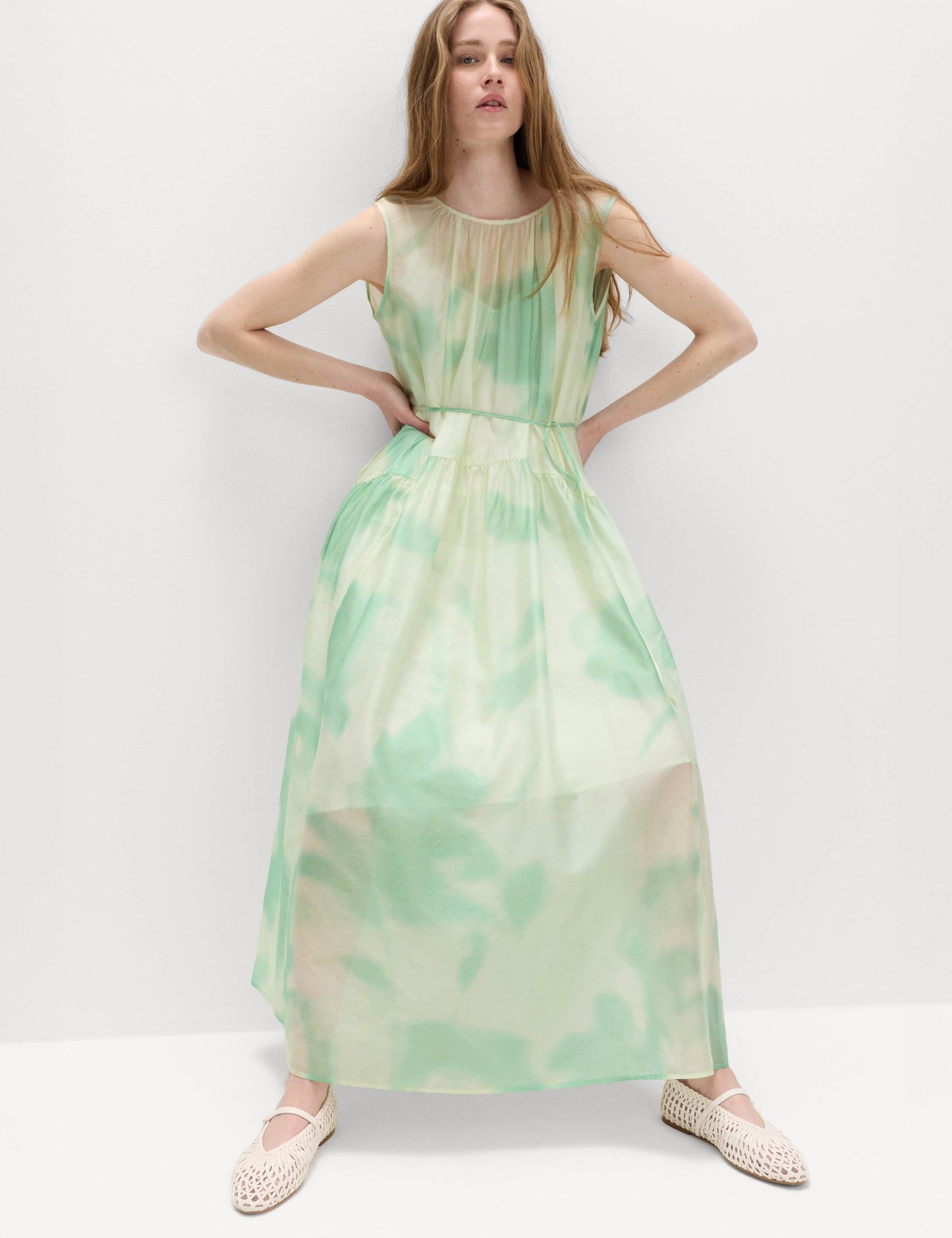 Floral Tie Detail Midi Tiered Dress
