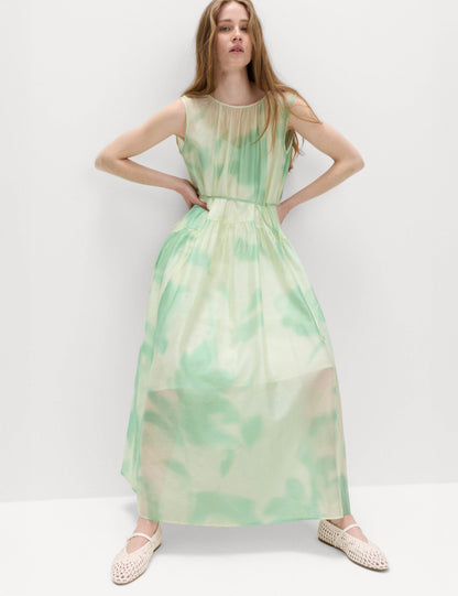 Floral Tie Detail Midi Tiered Dress