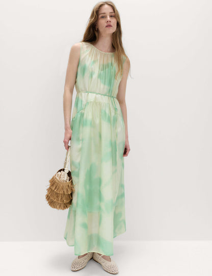 Floral Tie Detail Midi Tiered Dress