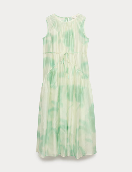 Floral Tie Detail Midi Tiered Dress