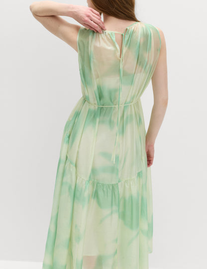 Floral Tie Detail Midi Tiered Dress