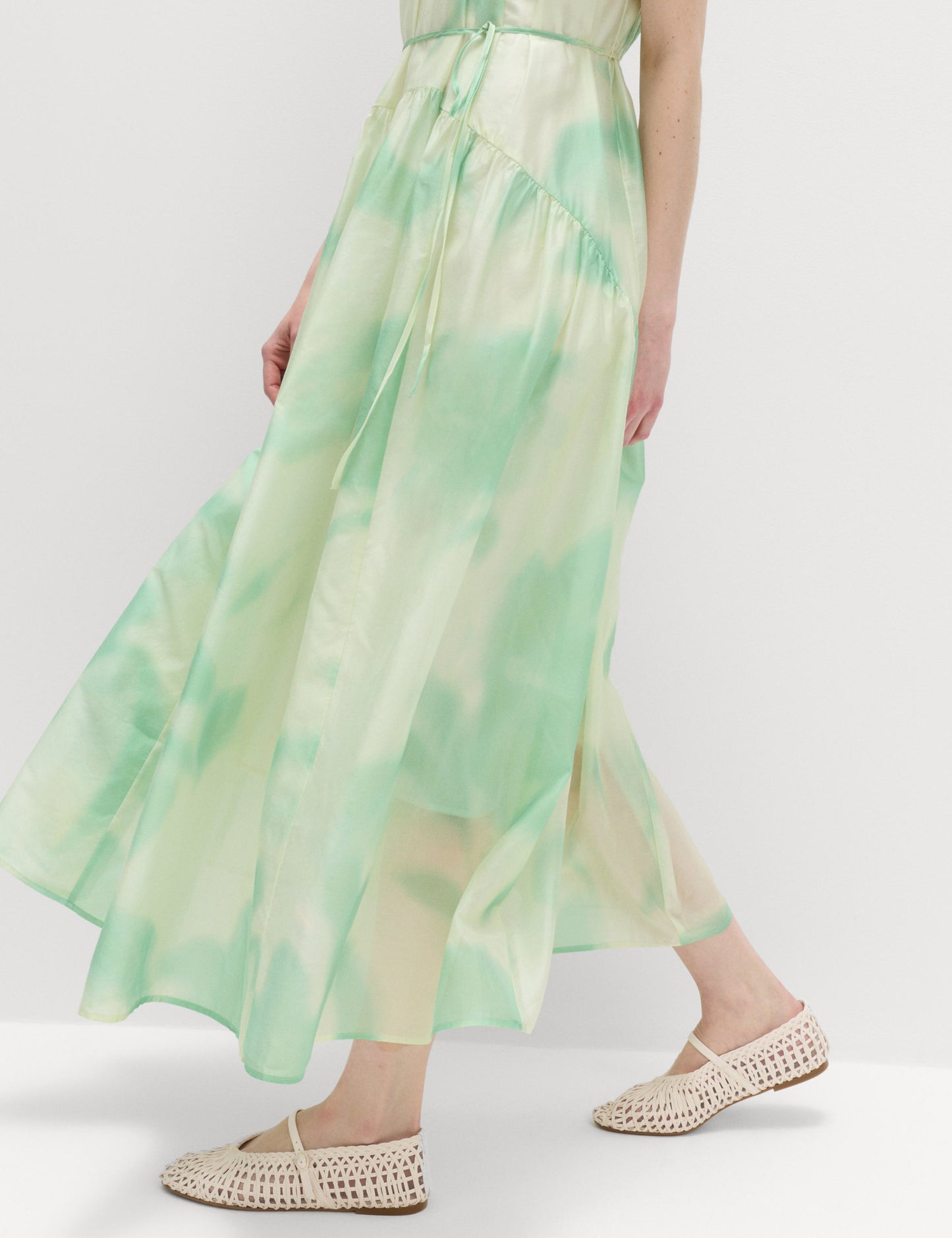 Floral Tie Detail Midi Tiered Dress